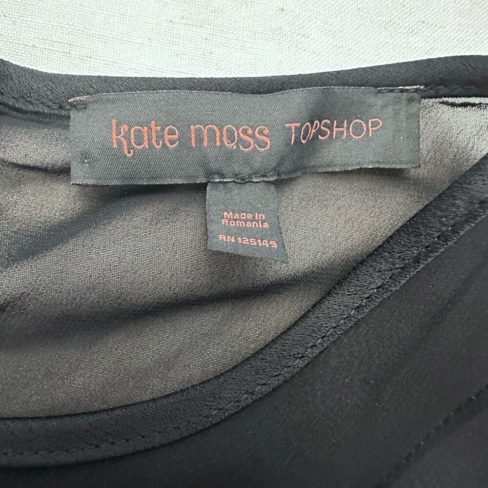 Kate Moss For Topshop Sheer Satin Tie Waist Short Sleeve Romper 2.0 Black XL - Picture 4 of 4